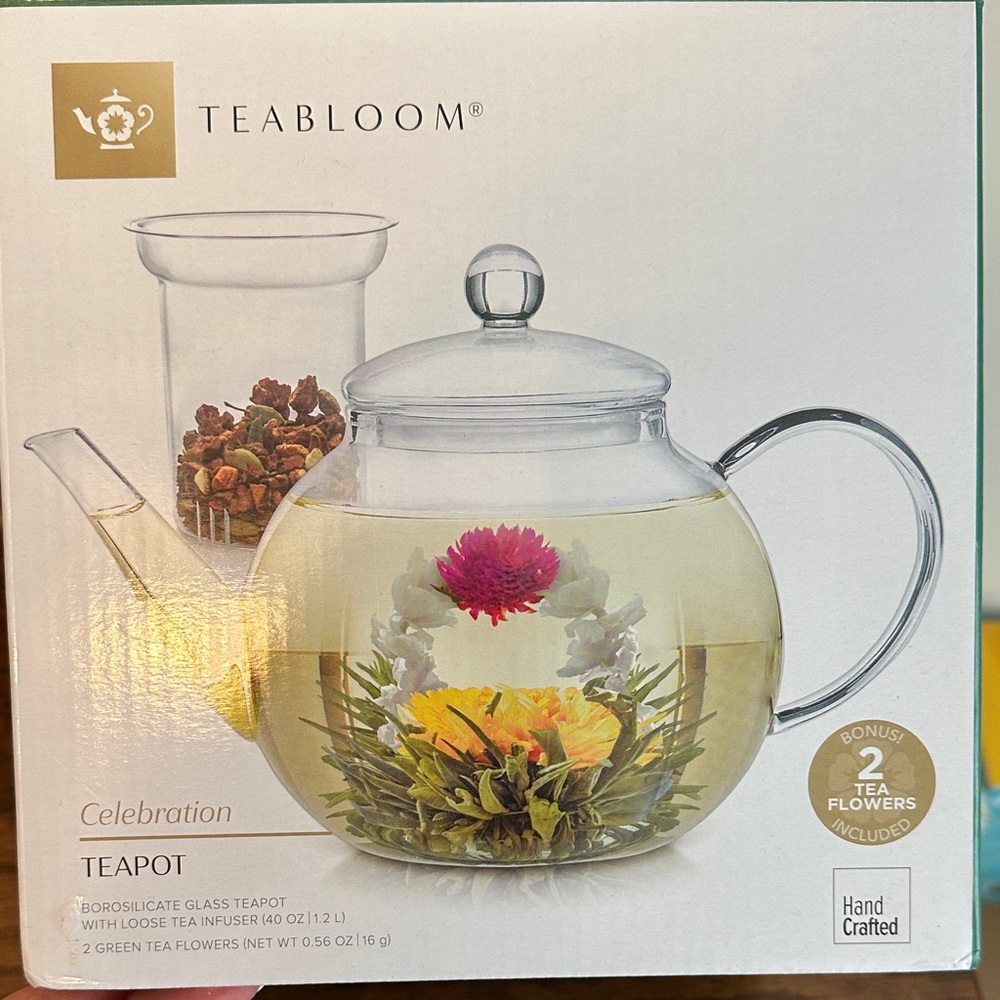 Teabloom Celebration Glass Teapot with Infuser - Clear